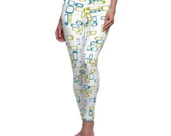 Leggings casuales para mujer con diseño de paz y cuadrados modificados, pantalones de yoga para mujer con el símbolo de la paz geométrico retro de MCM, pantalones para correr con el símbolo de la paz de estilo vintage