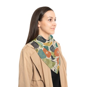 Atomic Peace Mid Century Modern Style Scarf in Poly Chiffon or Poly Voile, Retro Mod Peace Scarf, Retro Scarf 2 sizes 25"x25" or 50"x50" image 2