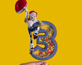 Jessie Cake Topper, Toy Story Cake Topper, Jessie Birthday Party, Number Birthday Cake Topper, Shaker Number Cake Topper, 3ds Topper