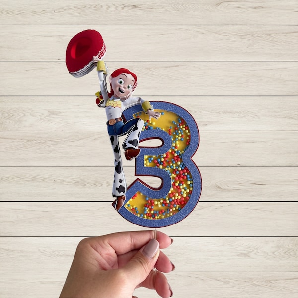 Jessie Cake Topper, Toy Story Cake Topper, Jessie Birthday Party, Number Birthday Cake Topper, Shaker Number Cake Topper, 3ds Topper