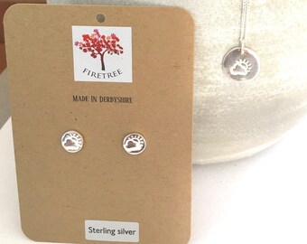 Sun Stud Earrings, Silver Studs, Gift of Hope,