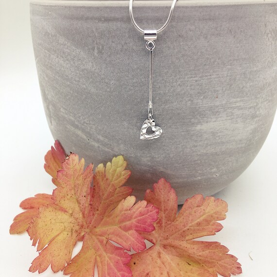 Heart Pendant, Sterling silver heart necklace, Drop Heart Chain