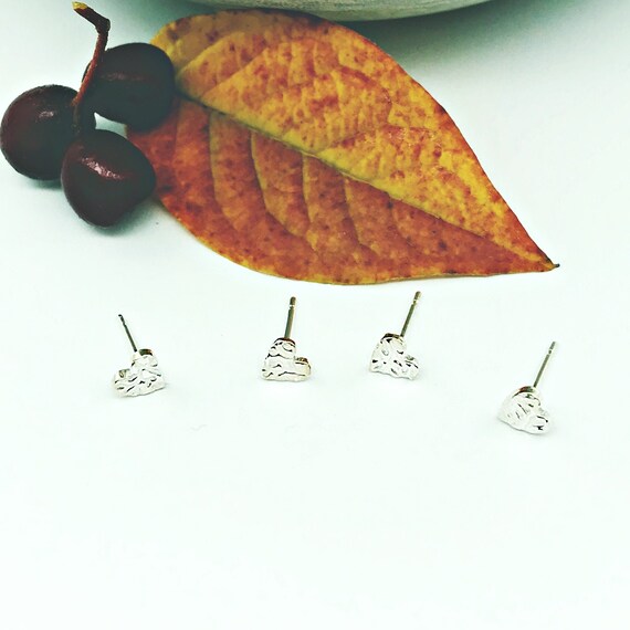 Silver Heart Shaped Studs, Mini Love Heart Earrings