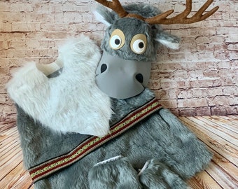 Faux Fur Cartoon Reindeer Costume - Sven Inspired Costume - Reindeer Cosplay - Halloween Costume - Sidekick Costume