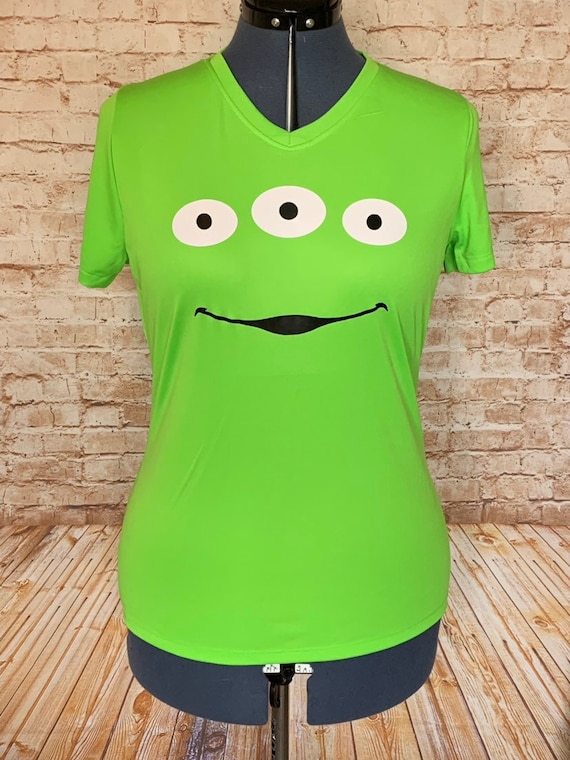Toy Alien Women s V neck Tee Green Alien Running Shirt Costume Top Three Eyed Alien Cosplay Wicking T shirt Etsy