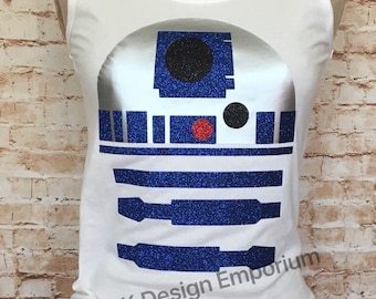 Droid Running Costume Tank - R2D2 Inspired Running Top - Women's Robot Tank Top - Costume Tank - Run Costumes - Dome Robot Costume