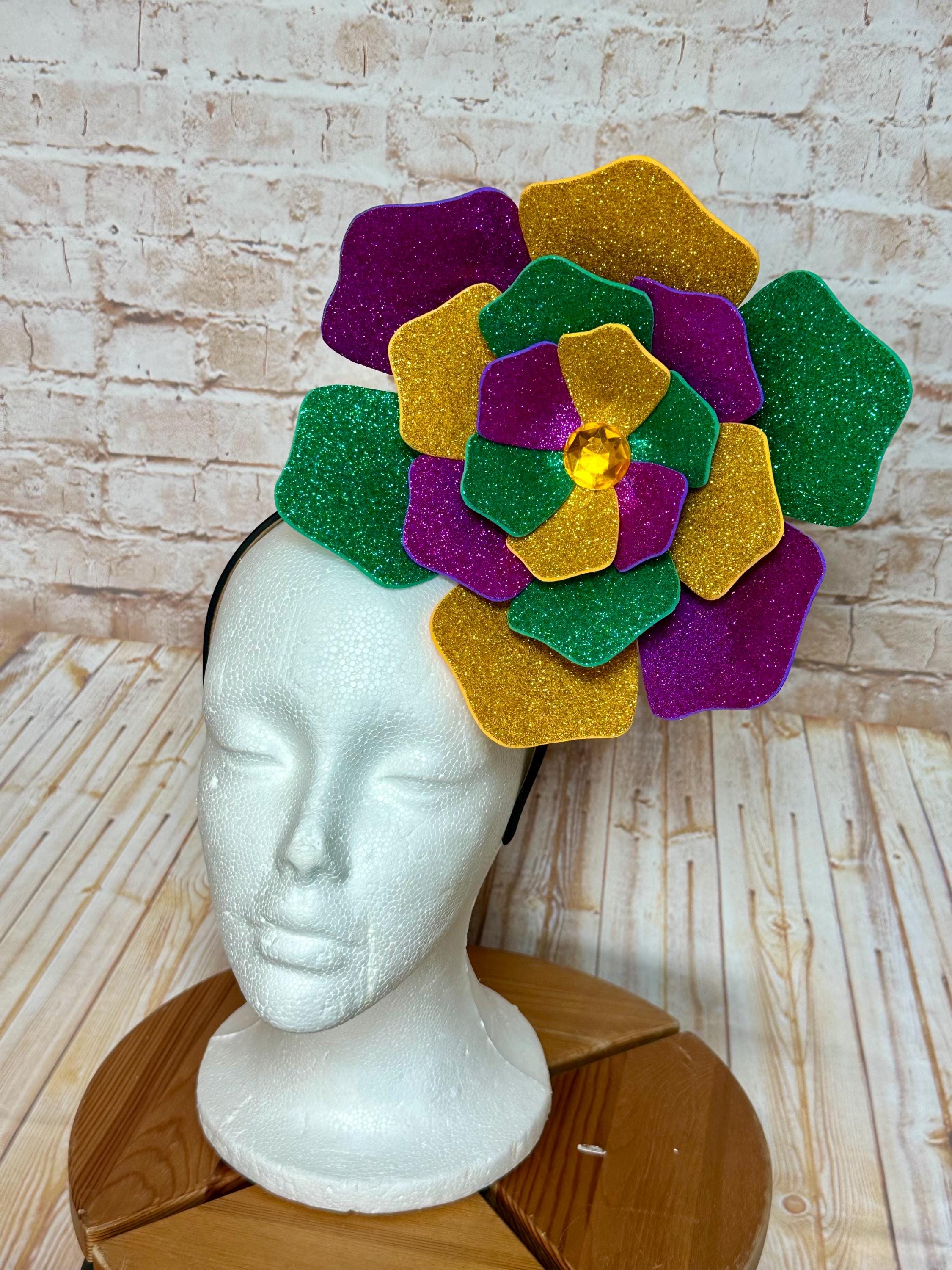 5568 Carnival Mardi Gras Lady Flower Fascinators Hat, Grosgrain Vintage Mardi Gras Fascinator - Etsy main image 4