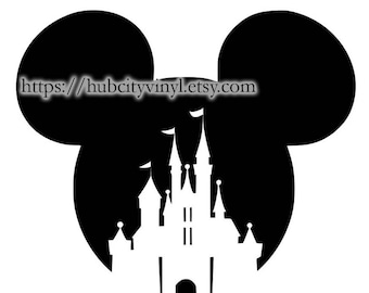 Disney Mickey Ears with Castle Vinyl DIY IRON ON