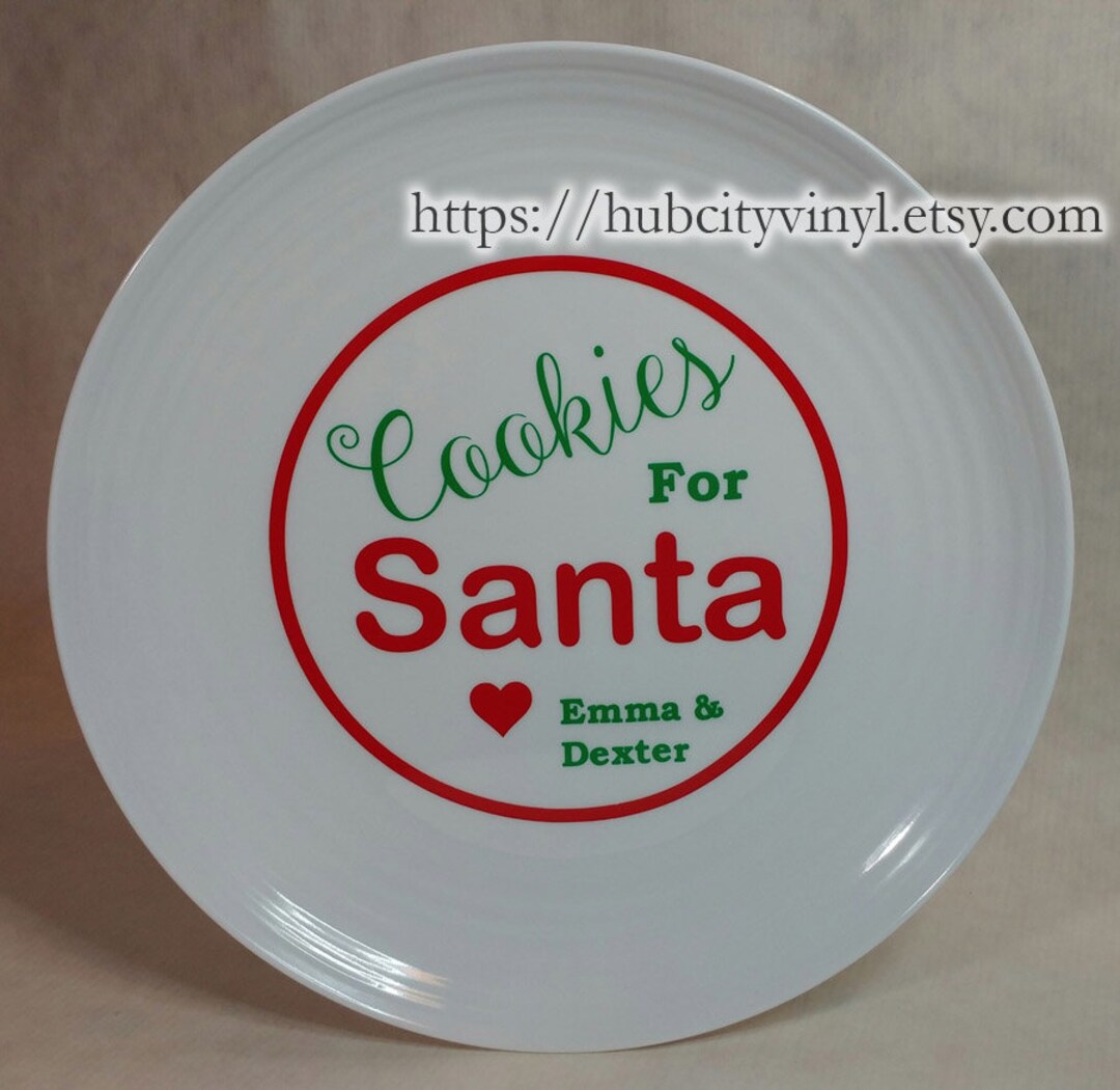 Personalized Cookies for Santa Vinyl Decal - Christmas Plate Decal for ...