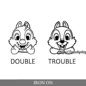 Disney Chip &#39;N Dale Double Trouble Vinyl 2 matching DIY IRON ON decals
