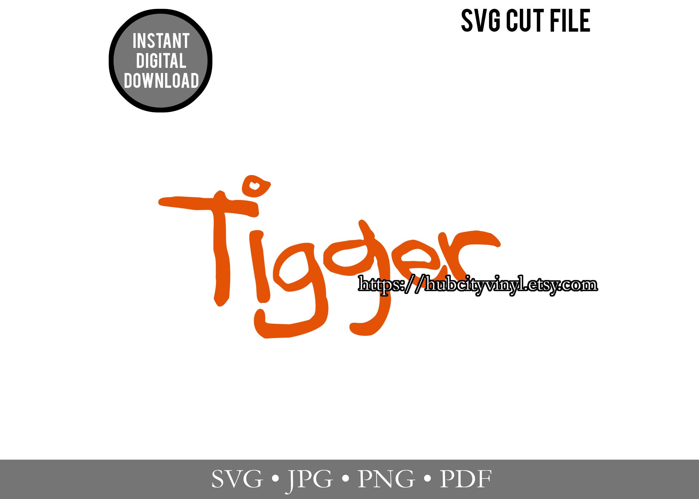Tigger Vector Graphics Simple SVG - Cut File - Instant Download - Tigger - (.svg, .jpg, .png, .pdf ...
