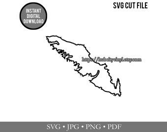 Vancouver Island Outline SVG - Cut File - Instant Download (.svg, .jpg, .png, .pdf) - for Silhouette, Cricut, and more!