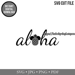 SVG - Cut File - Instant Download - Aloha Pineapple Floral Mickey Head (.svg, .jpg, .png, .pdf) - for Silhouette, Cricut, and more!