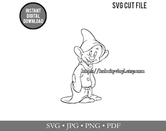 SVG - Klippfil - Direktnedladdning - Dopey (.svg, .jpg, .png, .pdf) - för Silhouette, Cricut och mer!