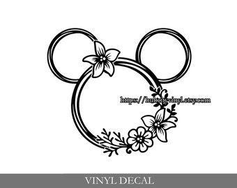 Floral Mickey Mouse Vinyl Decal