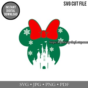 SVG - Cut File - Instant Download - Christmas Castle Minnie Mouse (.svg, .jpg, .png, .pdf) - for Silhouette, Cricut, and more!