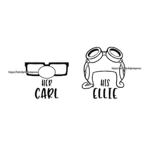 Her Carl - His Ellie - Disney - 2 matching DIY IRON ON decals