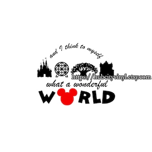 Que mundo maravilhoso - Disney - Ícones do parque - Vinil DIY IRON ON