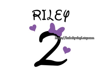 Disney Name Number Birthday Shirt Vinyl DIY IRON ON