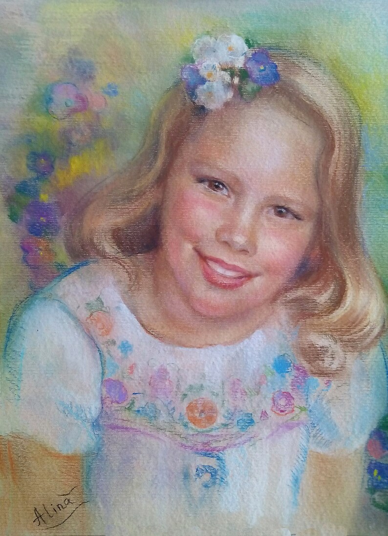 Custom Pastel Painting Pastel Portrait Children's Etsy