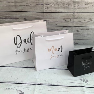 Personalised Wedding Gift Bag, Keepsake Groom Party, Best Man, Page Boy Bride, Bridesmaid, Three Different Fonts to Choose from