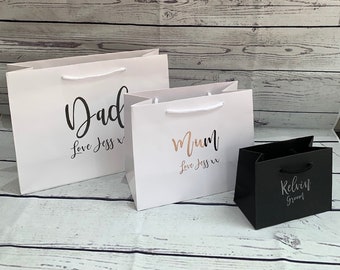 Personalised Wedding Gift Bag/Box, Keepsake Groom Party, Best Man, Page Boy Bride, Bridesmaid, Three Different Fonts to Choose from