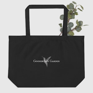Goosebumps Garden Organic Cotton Tote Bag – Eco-Friendly Black Shopper, Large Reusable Grocery & Everyday Bag