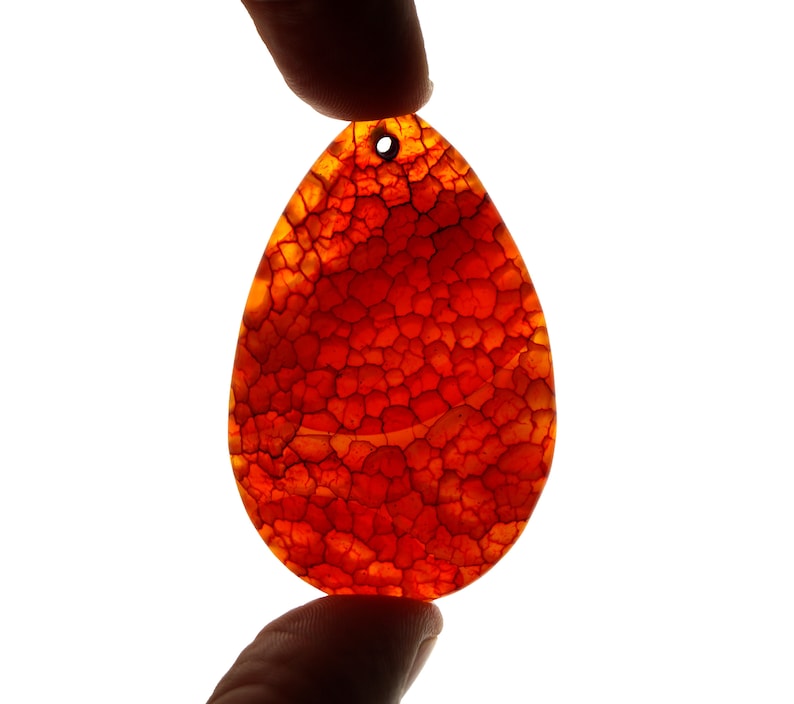 red Dragon Veins Agate Pendant stone Unique orange EA609