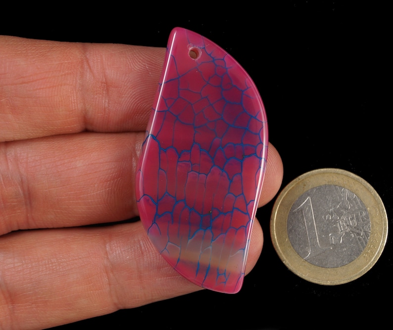 pink Dragon Veins Agate Pendant stone EA394 Blue