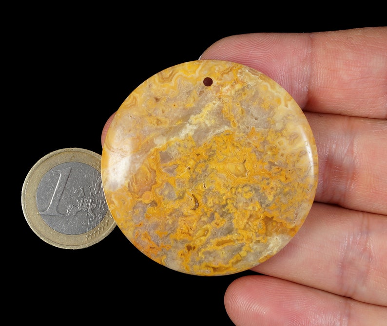 Amazing yellow Mexico Crazy Lace Agate pendant stone EA1897