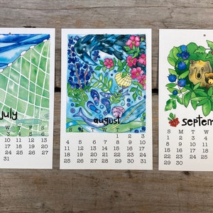 2024 Calendar, Art Calendar, Desk Calendar, Watercolor Art Calendar, 5.5.x8.5 Wall or Desk Calendar, Wall Calendar, Art Print Calendar image 5