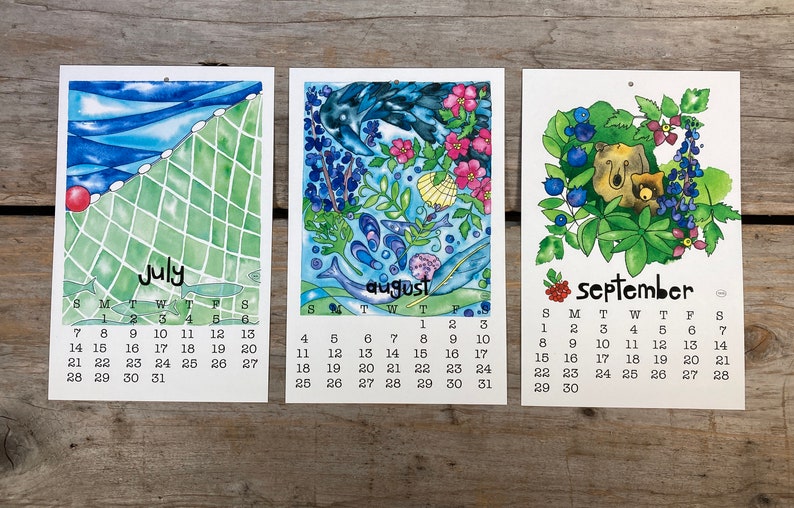 2024 Calendar, Art Calendar, Desk Calendar, Watercolor Art Calendar, 5.5.x8.5 Wall or Desk Calendar, Wall Calendar, Art Print Calendar image 5