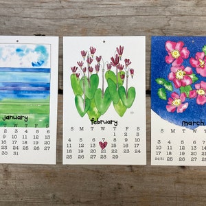 2024 Calendar, Art Calendar, Desk Calendar, Watercolor Art Calendar, 5.5.x8.5 Wall or Desk Calendar, Wall Calendar, Art Print Calendar image 3