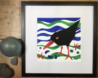 Alaskan Oystercatcher, birds, Alaska birds, shore birds, beach birds, 8 x 8 print