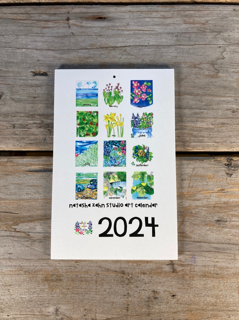 2024 Calendar, Art Calendar, Desk Calendar, Watercolor Art Calendar, 5.5.x8.5 Wall or Desk Calendar, Wall Calendar, Art Print Calendar image 2