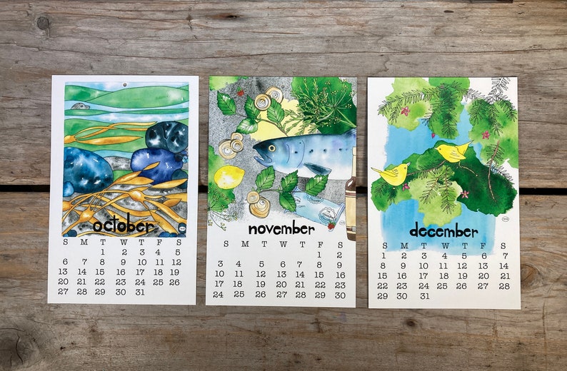 2024 Calendar, Art Calendar, Desk Calendar, Watercolor Art Calendar, 5.5.x8.5 Wall or Desk Calendar, Wall Calendar, Art Print Calendar image 6