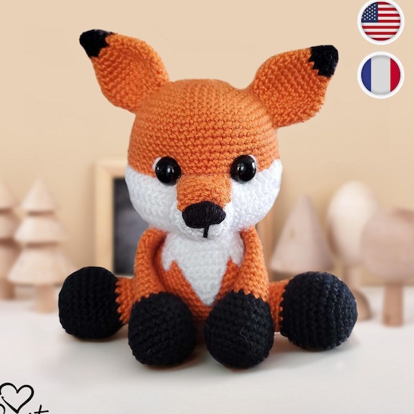 Patron, Modèle renard amigurumi Français et Anglais