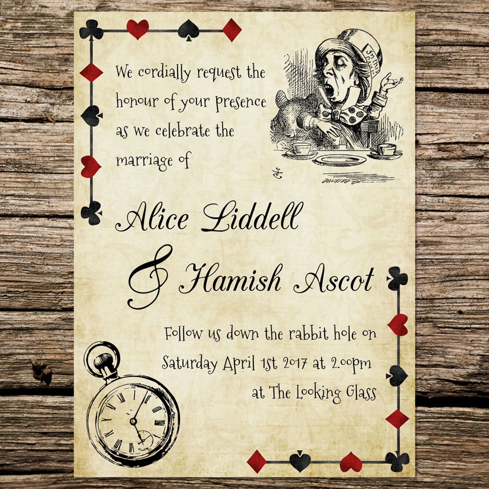 Alice in Wonderland Themed Wedding Invitation Design | Magical Invitations for Fairy Tale Weddings