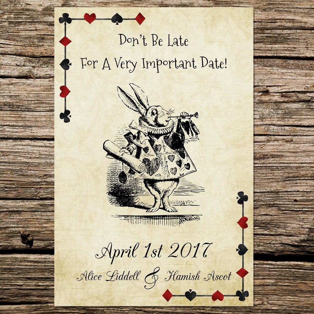 Alice in Wonderland Wedding Invitation Set digital Etsy