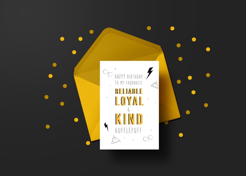 HP Birthday Card Hufflepuff Digital Only Etsy