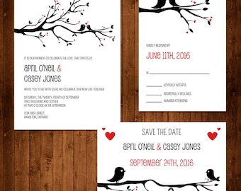 Love Birds Wedding Invitation Set ~Digital~