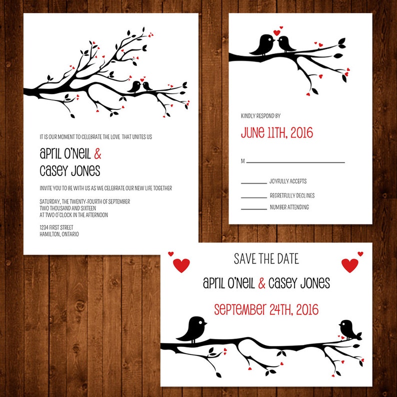 Liebe Vögel Hochzeit Einladung Set Digital Etsy