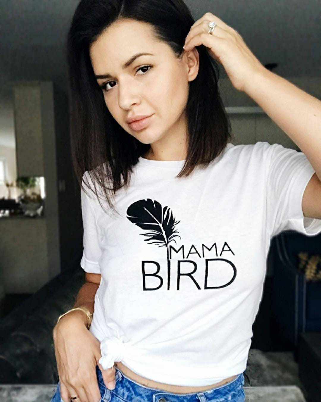 MAMA BIRD Mama Bird White Boyfriend Tee Mama Bird Mama Bird - Etsy