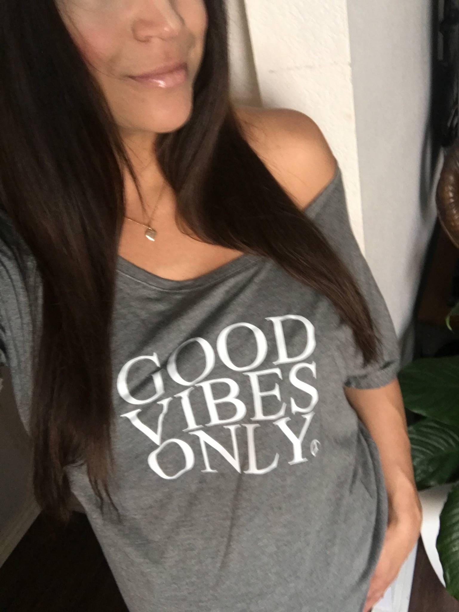 GOOD VIBES ONLY Gray Off Shoulder Good Vibes Only Tee Good | Etsy