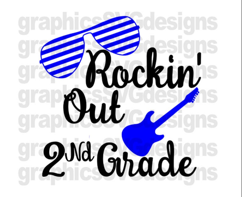 Rock n Roll, 2ème Grade SVG et fichier DXF pour Cricut et fichier de coupe camée, 1er jour de lécole svg, 2ème grade svg, retour à lécole svg, svg coupe image 1