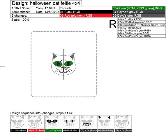 Halloween Cat Machine Embroidery Feltie Filefeltie Embroidery Etsy