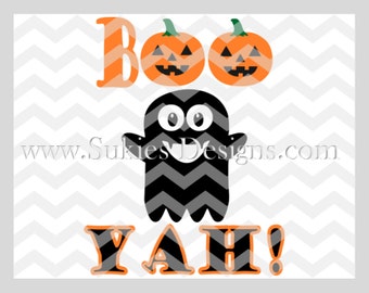 Boo yah ! Fichier SVG pour Cricut et camée DXF pour Silhouette Studio coupe fichier Svg Halloween, fantôme Svg, Svg citrouille, Trick or Treat Svg