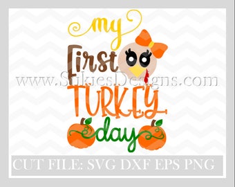 Fall Svg, Pumpkin Svg, My First Turkey Day SVG File For Cricut and Cameo DXF for Silhouette Studio thanksgiving svg, fall svg files