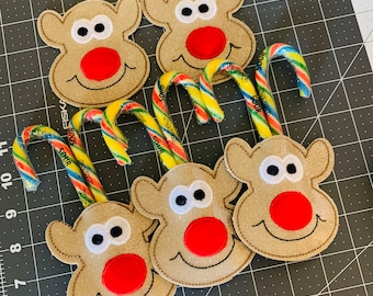 Christmas Reindeer Candy Cane holder ITH design, ITH christmas  reindeer, ITH ith embroidery designs, ith embroidery designs, ith embroidery