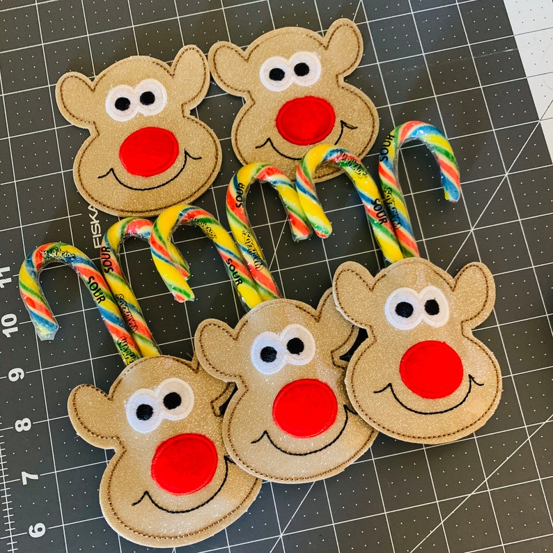 Christmas Reindeer Candy Cane Holder ITH Design ITH Christmas Etsy